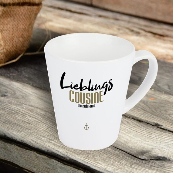 Geschenkideen Konische Kaffee Tasse Lieblingsmensch Lieblings Cousine mit Wunschname Kaffeetasse Geschenk Familie