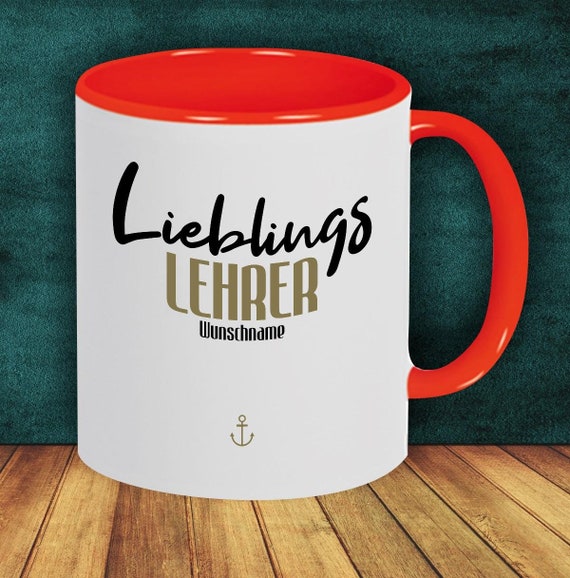 Kaffeepott "Lieblingsmensch Lieblings Lehrer" Tasse mit Wunschname Kaffeetasse Geschenk Geschenkidee Familie