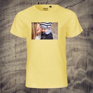 Children's t-shirt with photo printed nice gift idea unisex photo pic picture memory boys girls Dusty-Yellow