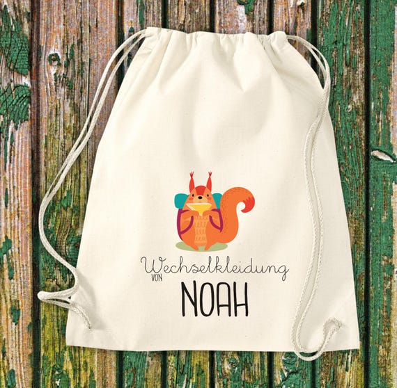 Personalized gym bag with name "Change of clothes with personalized name" Animals Nature Forest Garden Meadow Cotton Jute Sports bag Bag Gift Kindergarten Sports