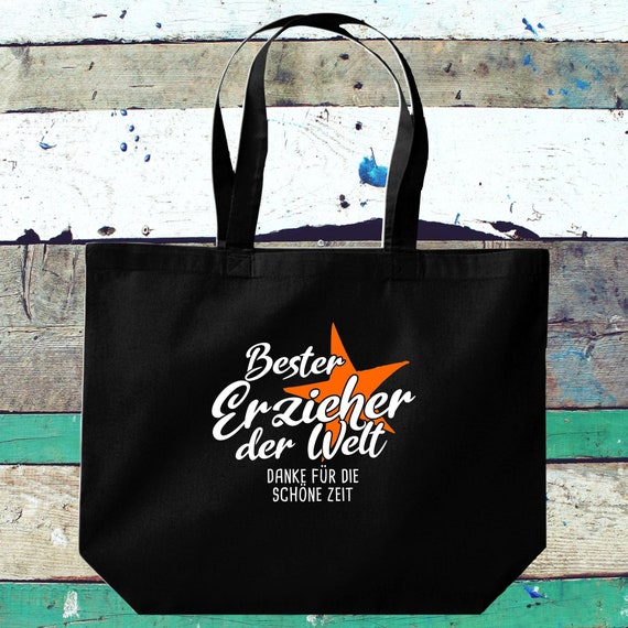 shirtinstyle Stoffbeutel "Bester Erzieher Der Welt Danke Für Die Schöne Zeit" Jute Baumwolle Tasche Beutel Geschenkidee Kita Schule Hort