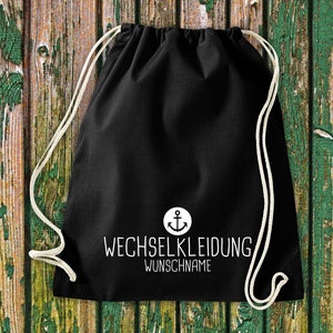 Gym bag sports bag change of clothes anchor with desired text daycare after-school school cotton gym sack bag pouch