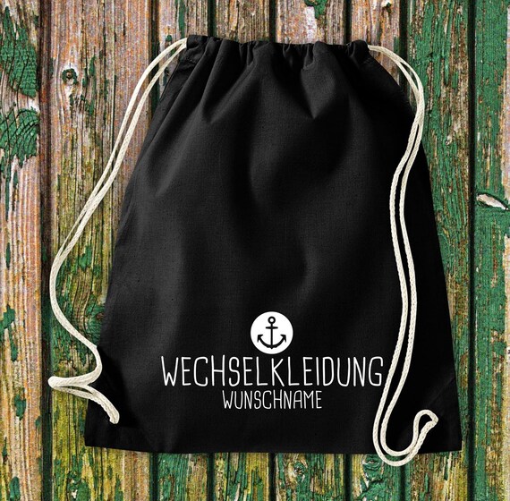 Gym bag sports bag change of clothes anchor with desired text daycare after-school school cotton gym sack bag pouch