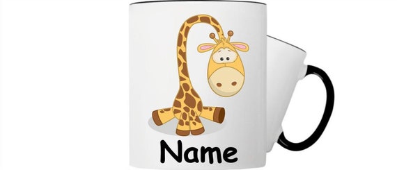 Kinder Tasse Trink Becher Giraffe mit Wunschnamen Einschulung Kita Hort Geburtstag Schule