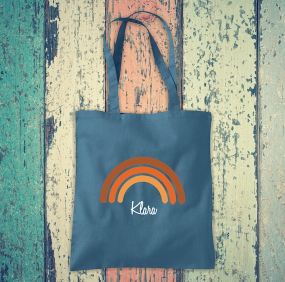 Fabric bag with desired name "Rainbow various motifs" cotton jute sports bag bag pouch gift sport kite school things clothing