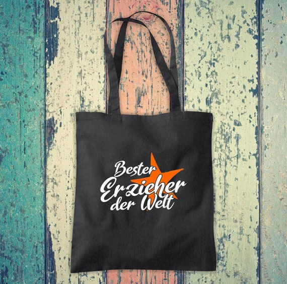 Stoffbeutel Jute Baumwolle Tasche Bester Erzieher der Welt Geschenk