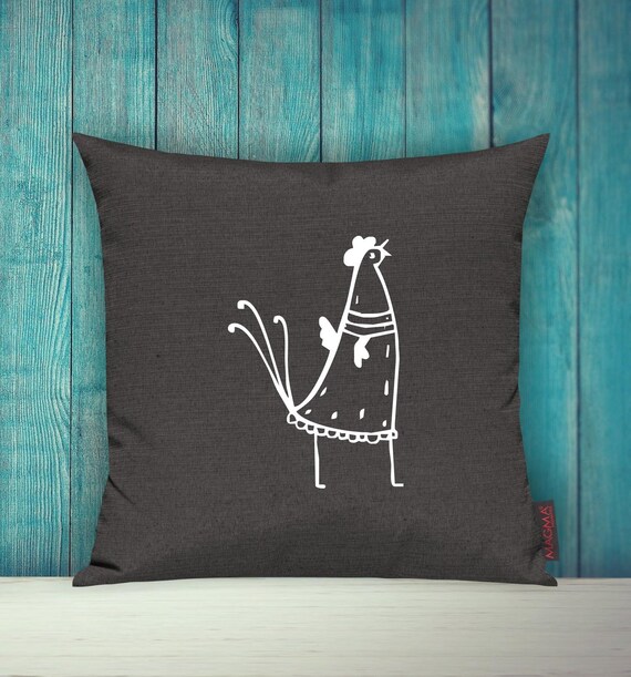 Pillow covers, decorative pillows, animals, animal motif, chicken, rooster, cuddly pillow, cushion, pillowcase