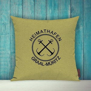 Cushion Cover Sofa Cushion &quot;Heimathafen Graal-Müritz Urlaub Familie&quot; Sofa cushion Decoration Couch Cuddly cushion