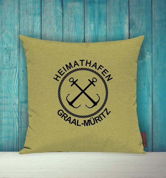 Cushion Cover Sofa Cushion "Heimathafen Graal-Müritz Urlaub Familie" Sofa cushion Decoration Couch Cuddly cushion