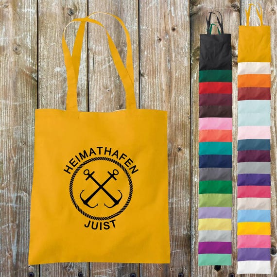 Fabric bag "Home port Juist vacation lake sea camping beach" cotton jute sports bag bag gift