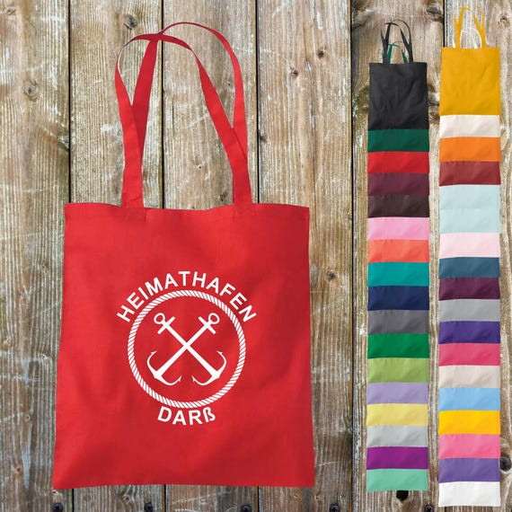 Cloth bag home port Darß holiday lake sea camping beach cotton jute sports bag bag gift