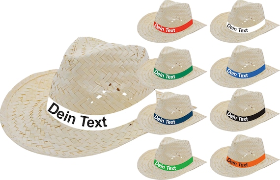 Straw hat Straw hat with desired text Text idea Desired name