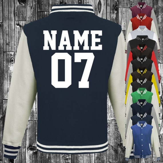 College jacket with custom print on the back, number and name, training jacket, sports club varsity jacket