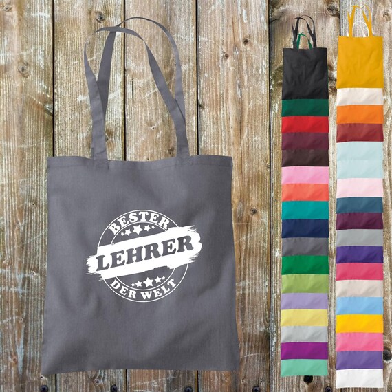Stoffbeutel "Bester Lehrer der Welt" Baumwolle Jute Sportbeutel Tasche Beutel Geschenk