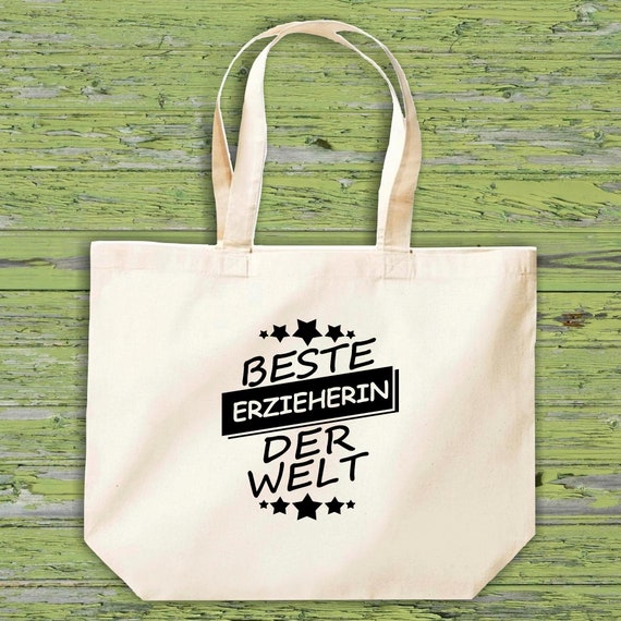 shirtinstyle Stoffbeutel "Beste Erzieherin Der Welt" Jute Baumwolle Tasche Einkaufen Beutel Geschenkidee Kita Schule Hort