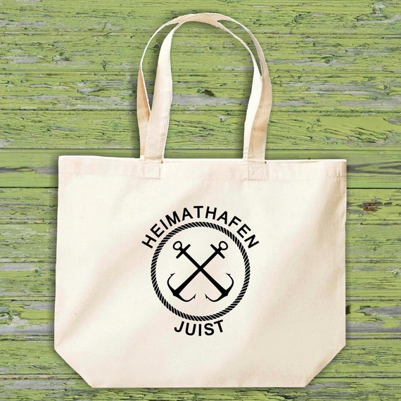 shirtinstyle Stoffbeutel "Heimathafen Juist" Jute Baumwolle Tasche Einkaufen Beutel Geschenkidee