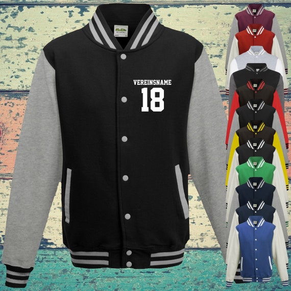 College jacket with custom print on the front with club name and number training jacket sports club varsity jacket