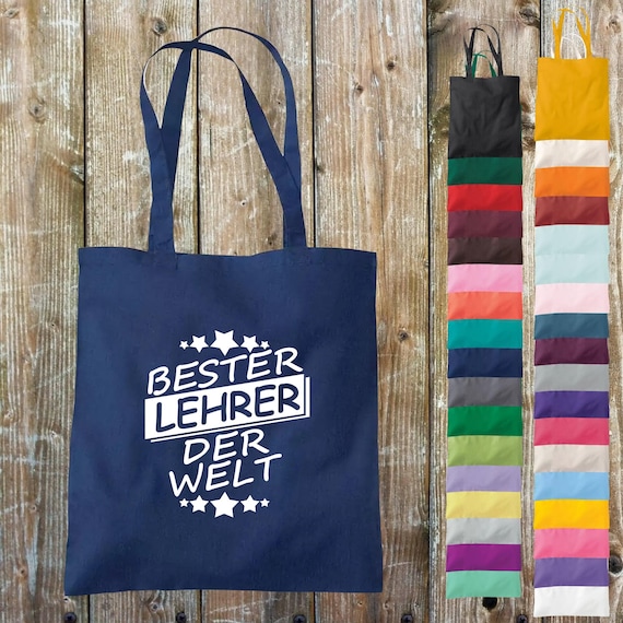 Stoffbeutel "Bester Lehrer der Welt" Baumwolle Jute Sportbeutel Tasche Beutel Geschenk