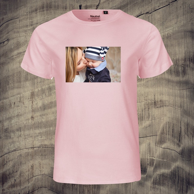Children's t-shirt with photo printed nice gift idea unisex photo pic picture memory boys girls Light-Pink
