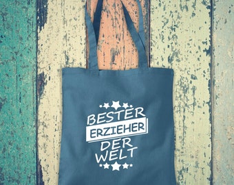 Stoffbeutel Jute Baumwolle Tasche Bester Erzieher der Welt Geschenk