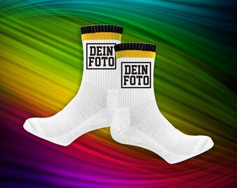 Idee voor gepersonaliseerde tennissokken, aangepaste tekst, club, verjaardag, teamcadeau, tennissokken