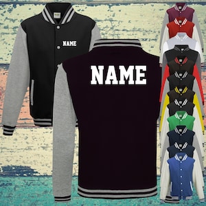 College jacket with custom print on the front and back with name training jacket sports club varsity jacket