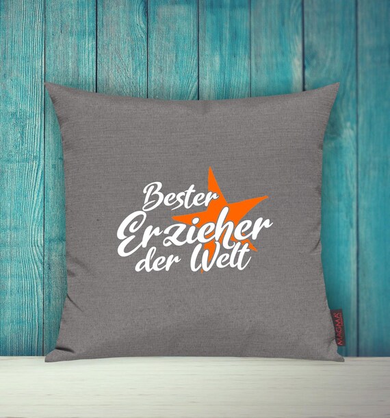 Kissenhülle Sofa Kissen "Bester Erzieher der Welt" Sofakissen Deko Couch Kuschelkissen