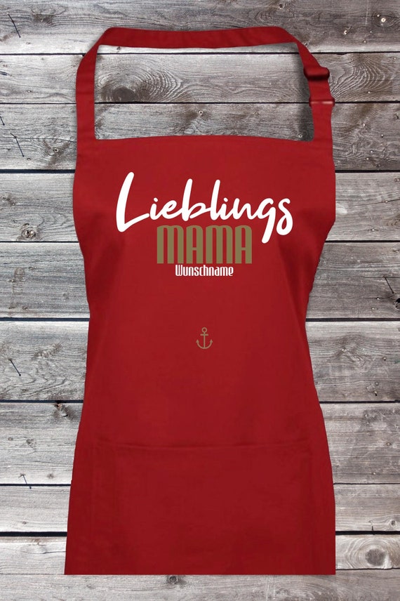 Cooking baking apron "Favorite person favorite mom" with desired name Grilling BBQ apron DIY garden bib apron