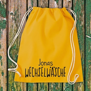 Gym bag sports bag &quot;change of clothes with desired name&quot; desired text name daycare after-school school cotton gym bag bag