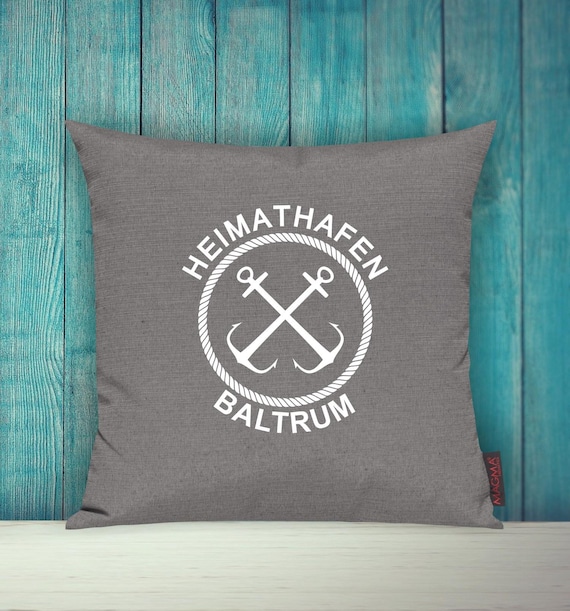 Cushion cover sofa cushion "Home port Baltrum holiday family" sofa cushion decoration couch cuddly cushion
