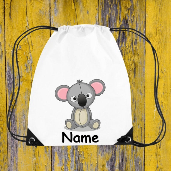 Children's Gym Bag Koala + Desired Name Gift Idea Animals Nature Meadows Forest Bag