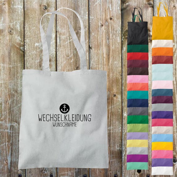 Cloth bag change of clothes anchor with desired name, desired text school cotton jute sports bag bag bag day care enrollment daycare