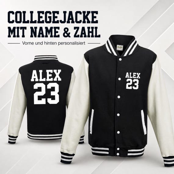 Personalized college jacket with name and number – Varsity jacket printed on the front and back