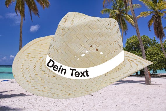Straw hat Straw hat with desired text Text idea Desired name