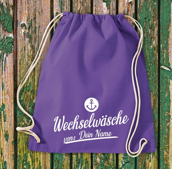 Gym bag sports bag change of clothes anchor with desired text daycare after-school school cotton gym sack bag
