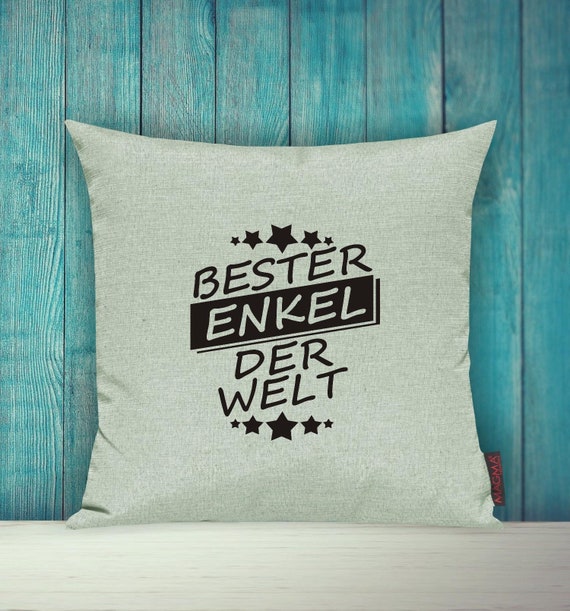 Kissenhülle Sofa Kissen "Bester Enkel der Welt" Sofakissen Deko Couch Kuschelkissen Kissenbezug Bezug Sofadeko