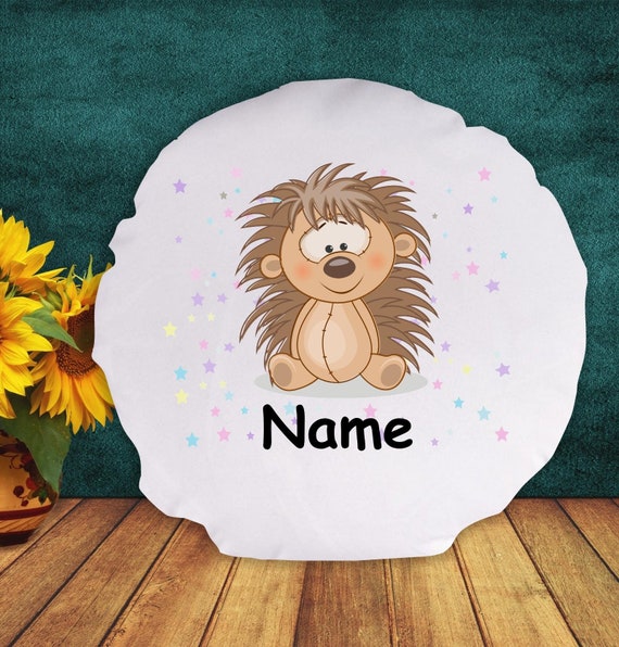 Pillow cuddly pillow with animal motif hedgehog with desired name vers. shapes with filling