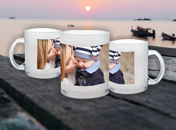 Glas Tasse satiniert Becher Kaffeetasse mit Foto Bild Pics Geschenk Mug Cup Geburtstag Teetasse