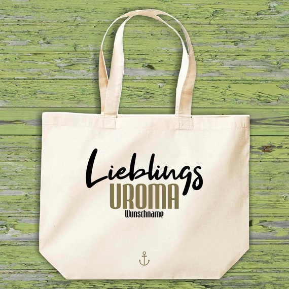 Stoffbeutel "Lieblingsmensch Lieblings Uroma" mit Wunschname Jute Baumwolle Tasche Einkaufen Beutel Geschenkidee