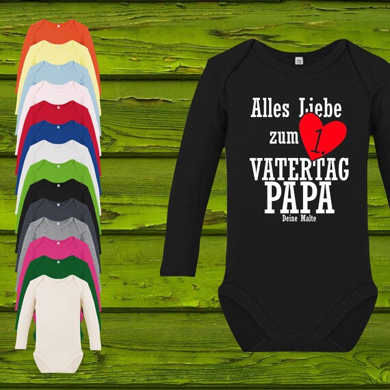 Baby Body Babybody Long Sleeve Happy 1st Father's Day Dad with desired text or name Love Family