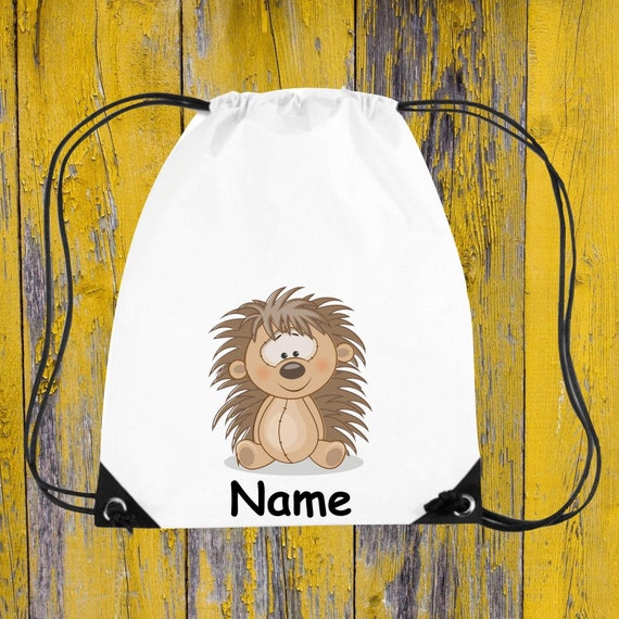 Children's gym bag motif hedgehog + wish name