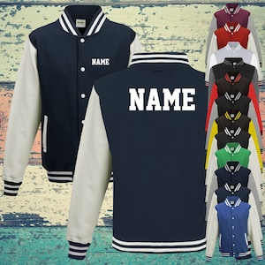College jacket with custom print on the front and back with name training jacket sports club varsity jacket