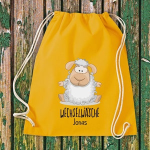 Gym bag sports bag change of clothes, sheep with desired text daycare daycare school cotton gym sack bag