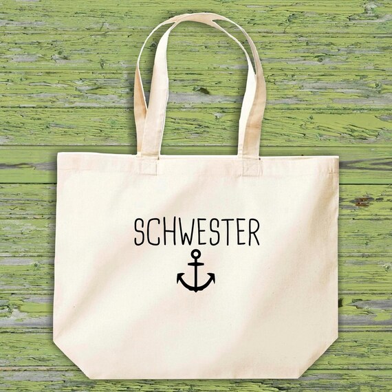 shirtinstyle Stoffbeutel "Familie Schwester Heimat" Jute Baumwolle Tasche Einkaufen Beutel Geschenkidee