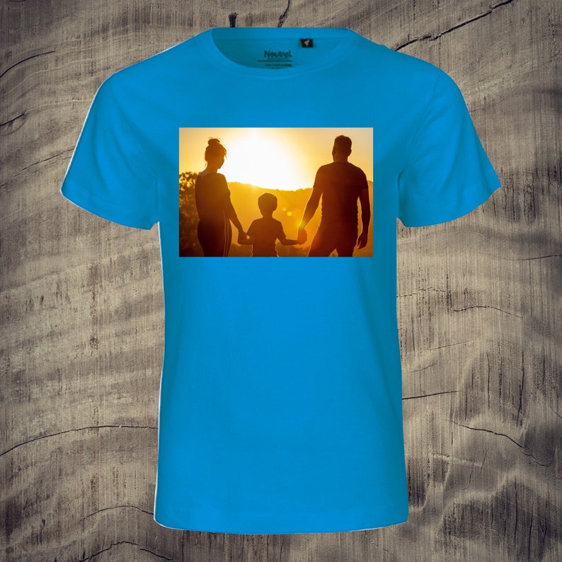 Children's t-shirt with photo printed nice gift idea unisex photo pic picture memory boys girls Sapphire