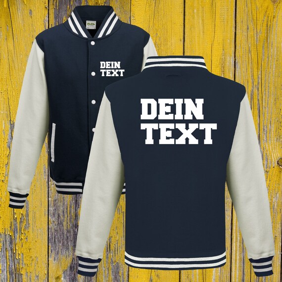 College jacket with desired print on the front and back, training jackets, sports club, varsity jacket