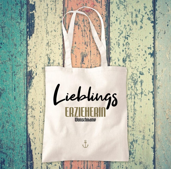 Stoffbeutel "Lieblingsmensch Lieblings Erzieherin" mit Wunschtext  Baumwolle Jute Sportbeutel Tasche Beutel Familie Liebe Geschenk