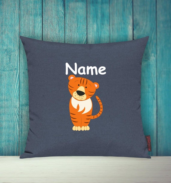 Kissenhülle Sofa Kissen Tiere Animal Tiger Wunschname Deko Kinderzimmer Geschenk