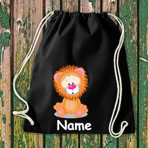 Gym bag children motif lion with desired name animals nature meadows forest bag bag daycare daycare school enrollment sports bag laundry