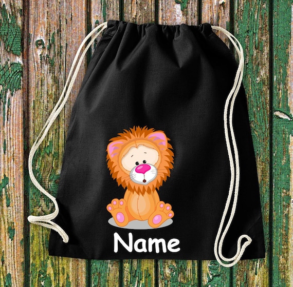 Gym bag children motif lion with desired name animals natural meadows forest bag bag Kita Hort school enrollment sports bag laundry